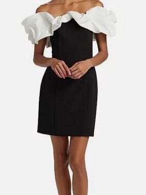 As It May Women Black Rosalie Ruffle Minidress Size 6